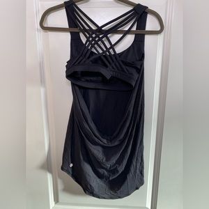 Lululemon Black Tank with Built in Sports Bra Size 6